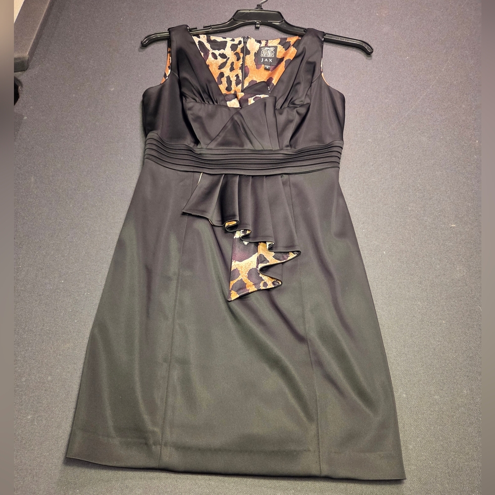 Black Sleeveless Dress with Leopard Accents